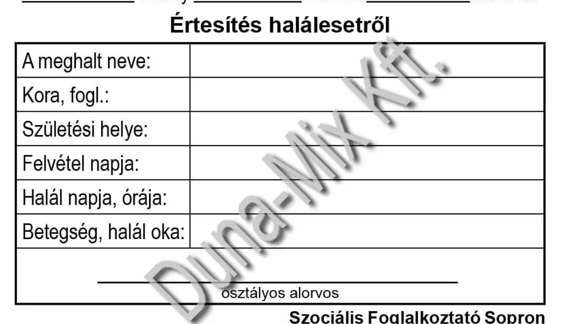 Értesítés halálesetről